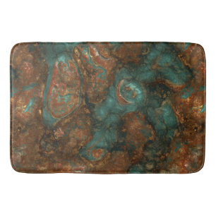 Copper and Turquoise Stone Abstract Bath Mat