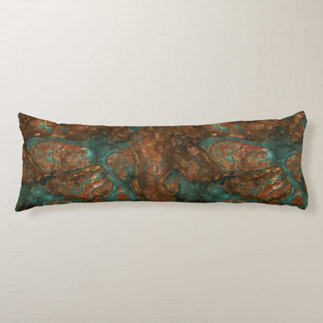 Copper and Turquoise Stone Abstract Body Pillow (Front)