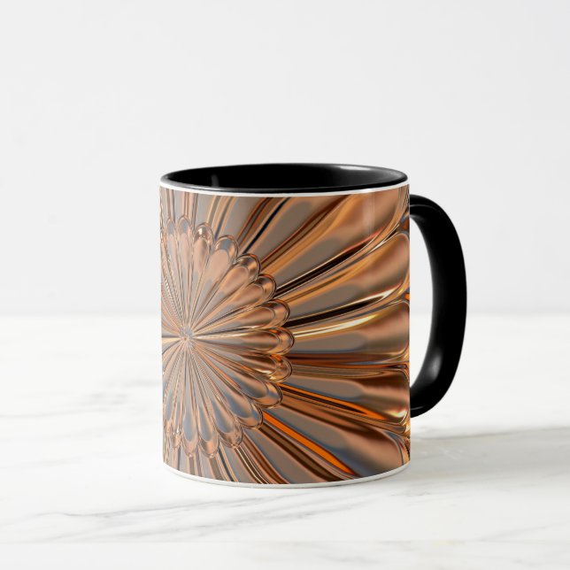 Copper art deco flower fan shell design mug (Front Right)
