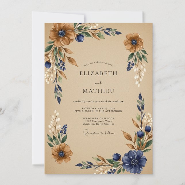 Copper Artistic Harvest Wedding Invitation (Front)