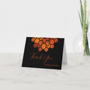 Copper Aster on Black Folded Thank You Card