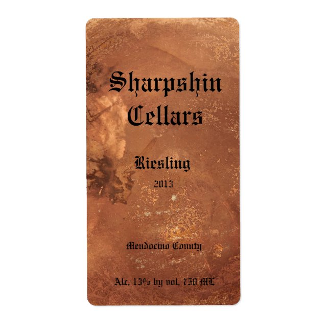 Copper background wine label (Front)