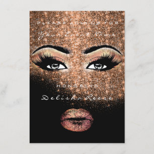 Copper Black Eyes Lips Glitter Bridal Sweet 16th Invitation