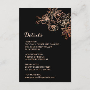 Copper Black Floral Line Art Wedding Enclosure Card