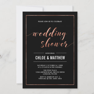 Copper & Black   Simple Modern Wedding Shower Invitation