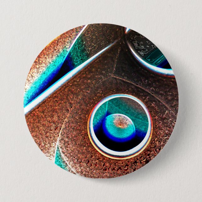 Copper Blue 3 Inch Round Button (Front)