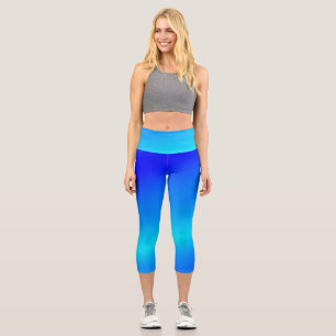 Copper blue ombre watercolor abstract pastel capri leggings