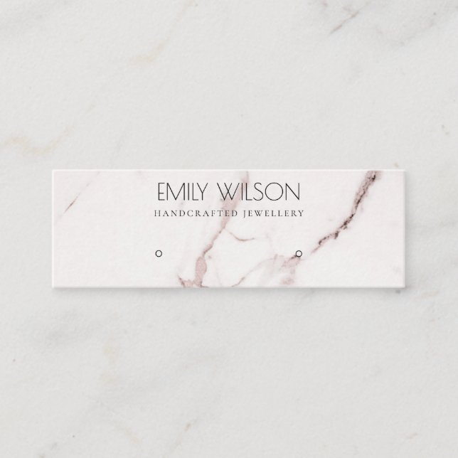 COPPER BLUSH PINK MARBLE STUD EARRING DISPLAY LOGO MINI BUSINESS CARD (Front)