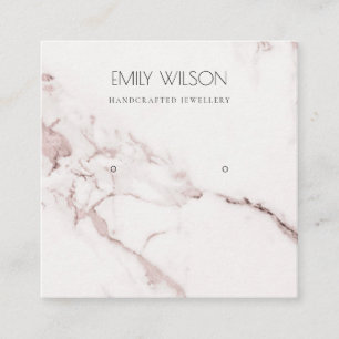 COPPER BLUSH PINK MARBLE STUD EARRING DISPLAY LOGO SQUARE BUSINESS CARD
