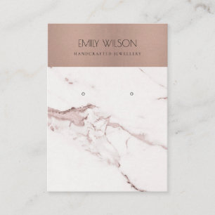 COPPER BLUSH PINK MARBLE TEXTURE EARRING DISPLAY BUSINESS CARD