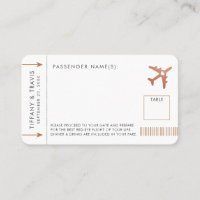 Copper Boarding Pass Airline Ticket Place Card