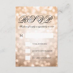 Copper Bokeh Lights Elegant Wedding RSVP Card