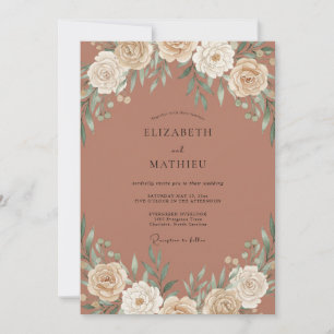 Copper Botanical Watercolor Wedding Invitation