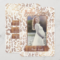 Copper Bronze Gold Foil Modern Baby Shower Photo