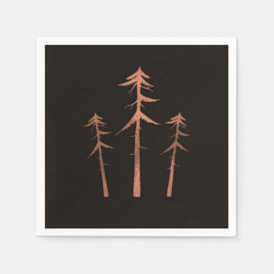 Copper Bronze Tall Pine Trees Rustic Wedding Napkin