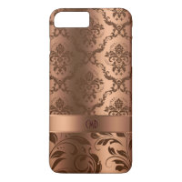 Copper Brown Damasks & Swirls Metallic Look