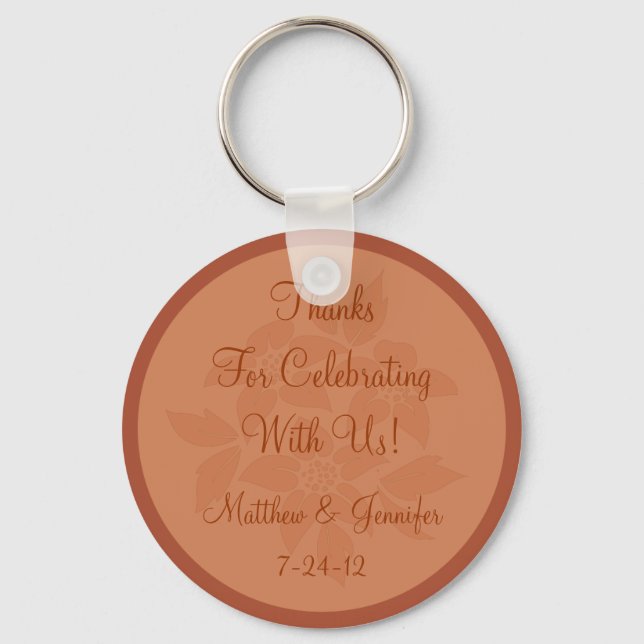 Copper Brown Keychain Wedding Favour Keepsake Gift (Front)