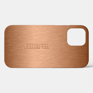 Copper Brown Metallic Brushed Aluminum Look Case-M iPhone 12 Case