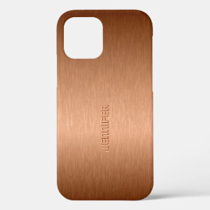Copper Brown Metallic Brushed Aluminum Look Case-M iPhone 12 Case