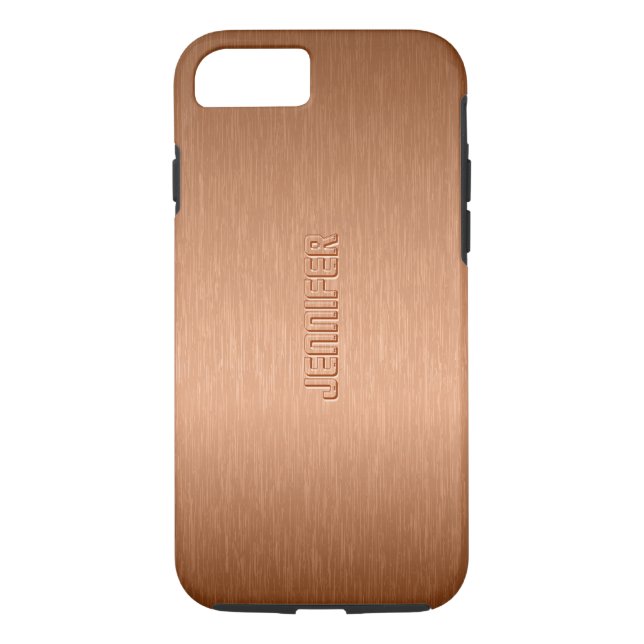 Copper Brown Metallic Brushed Aluminum Look Case-Mate iPhone Case (Back)