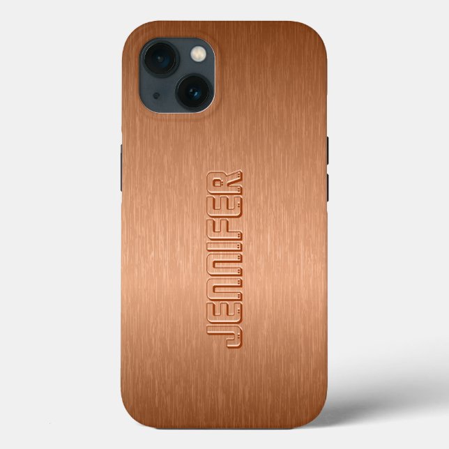 Copper Brown Metallic Brushed Aluminum Look Case-Mate iPhone Case (Back)