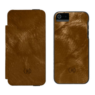 Copper Brown Metallic Design Brushed Steel Look Incipio Watson™ iPhone 5 Wallet Case