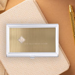 Copper Brushed Metal Ivory Diamond Monogrammed Business Card Holder<br><div class="desc">Modern exclusive looking business card case on a beige tan sleek metallic like texture background with geometric diamond shaped monogram. Personalize it with your business or personal monogram letter and name!</div>