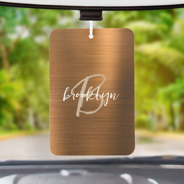 Copper Brushed Metal Script Monogram  Air Freshener (Creator Uploaded)