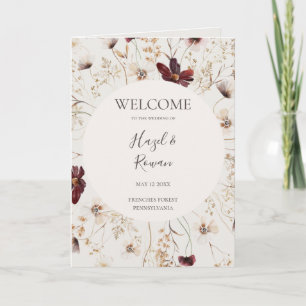 Copper Burgundy Wildflower   Beige Folded Wedding Program