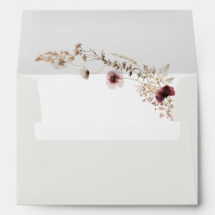 Copper Burgundy Wildflower   Beige Invitation Envelope