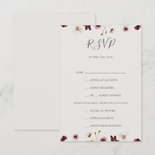 Copper Burgundy Wildflower Beige Menu Choice RSVP