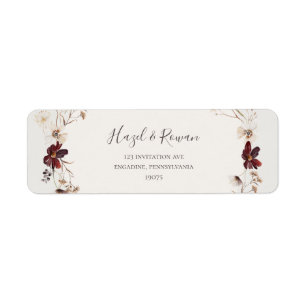Copper Burgundy Wildflower Beige Return Address
