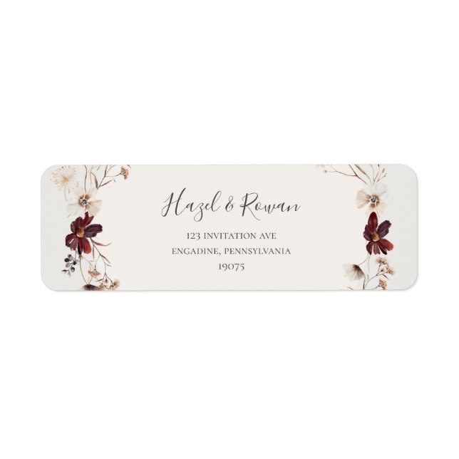 Copper Burgundy Wildflower | Beige Return Address (Front)