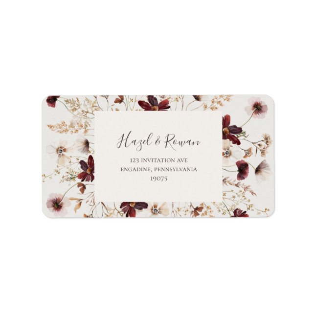 Copper Burgundy Wildflower | Beige Return Address Label (Front)