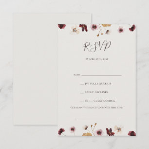 Copper Burgundy Wildflower Beige Song Request RSVP Card