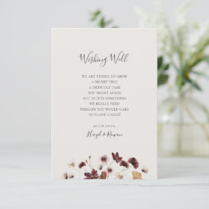 Copper Burgundy Wildflower   Beige Wishing Well Enclosure Card