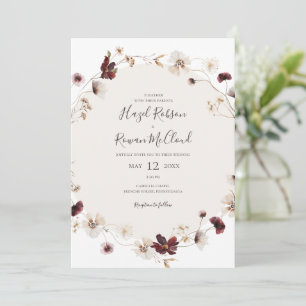 Copper Burgundy Wildflower Casual Wedding Invitation