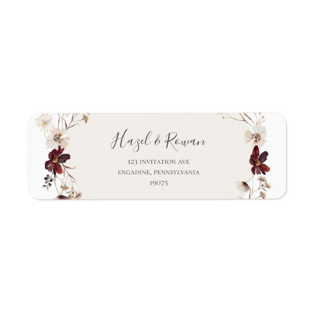 Copper Burgundy Wildflower | Return Address Label (Front)