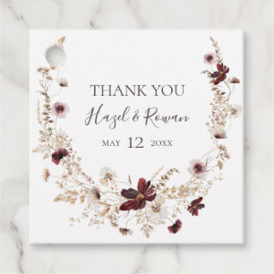 Copper Burgundy Wildflower Thank You Favour Tags