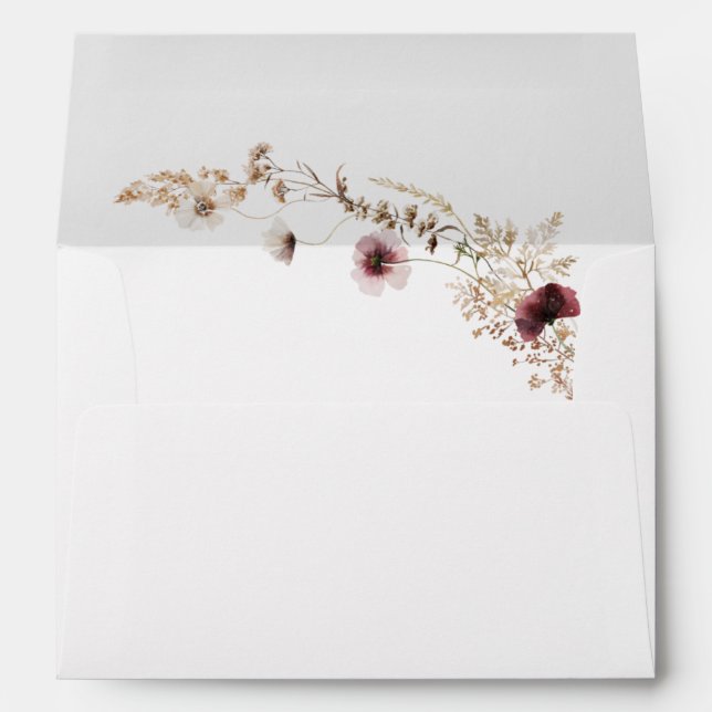 Copper Burgundy Wildflower | Wedding Invitation Envelope (Back (Bottom))