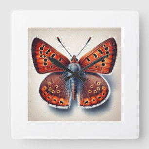 Copper Butterflies 141024IREF242 - Watercolor Square Wall Clock