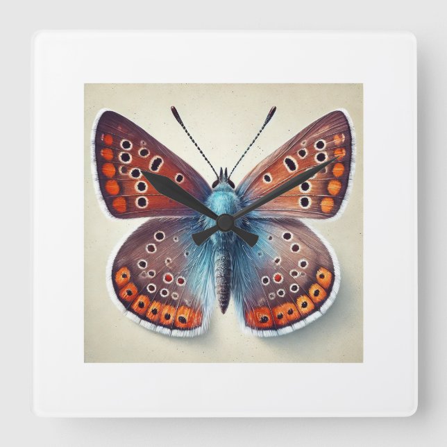 Copper Butterfly 160724IREF231 - Watercolor Square Wall Clock (Front)