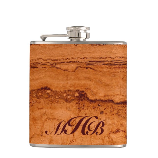 Copper Canyon Granite, amber gold Sedona mountains Hip Flask (Front)