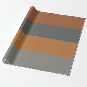 Copper Caramel and Grey Stripes Wrapping Paper