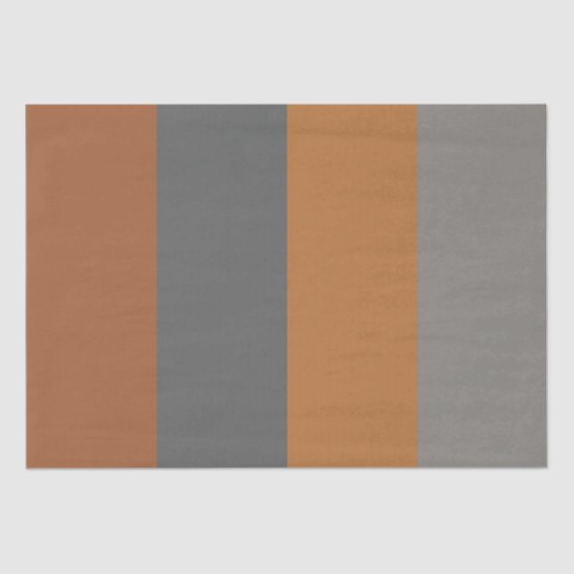 Copper Caramel and Grey Vertical Stripes  Tissue Paper (Front)
