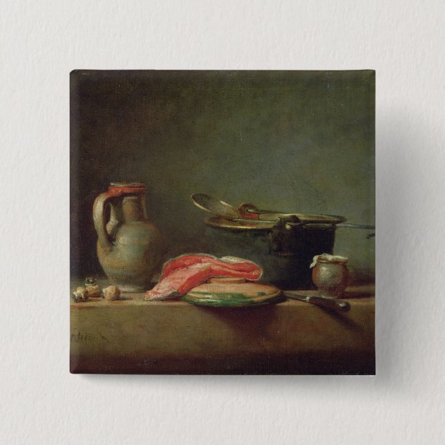Copper Cauldron with a Pitcher 2 Inch Square Button (Front)