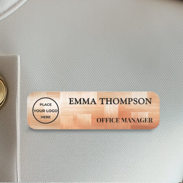 Copper Checkerboard Design Name Badge Custom ID (Creator Uploaded)