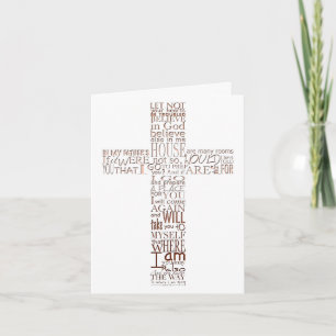 Copper Christian Cross John 14 Sympathy Thank You Card