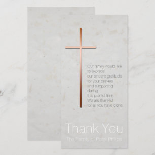 Copper Christian Cross Sympathy Thank You Card