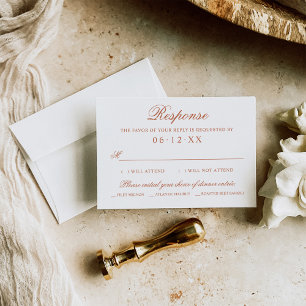 Copper Classic Wedding Meal Choice Script RSVP Card